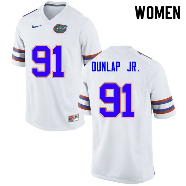 Women #91 Marlon Dunlap Jr. Florida Gators College Football Jerseys White